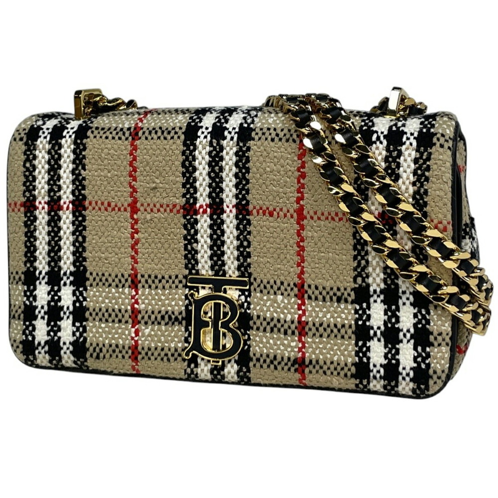 Burberry Laura Chain Shoulder Bag TB Check Beige - Picture 1 of 7